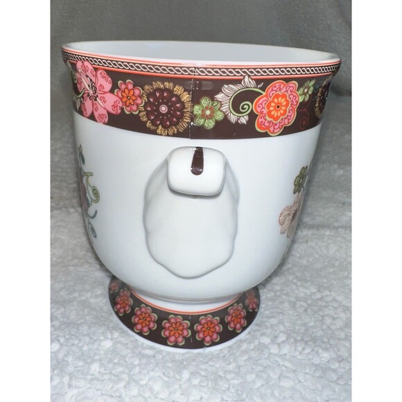 VERA BRADLEY Mod Floral Pink Planter Vase w/ Handles Andrea by Sadek - Picture 5 of 8